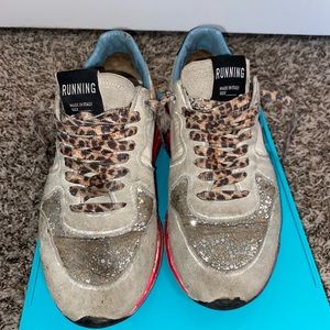 Golden Goose Running Sole Glitter Sneakers